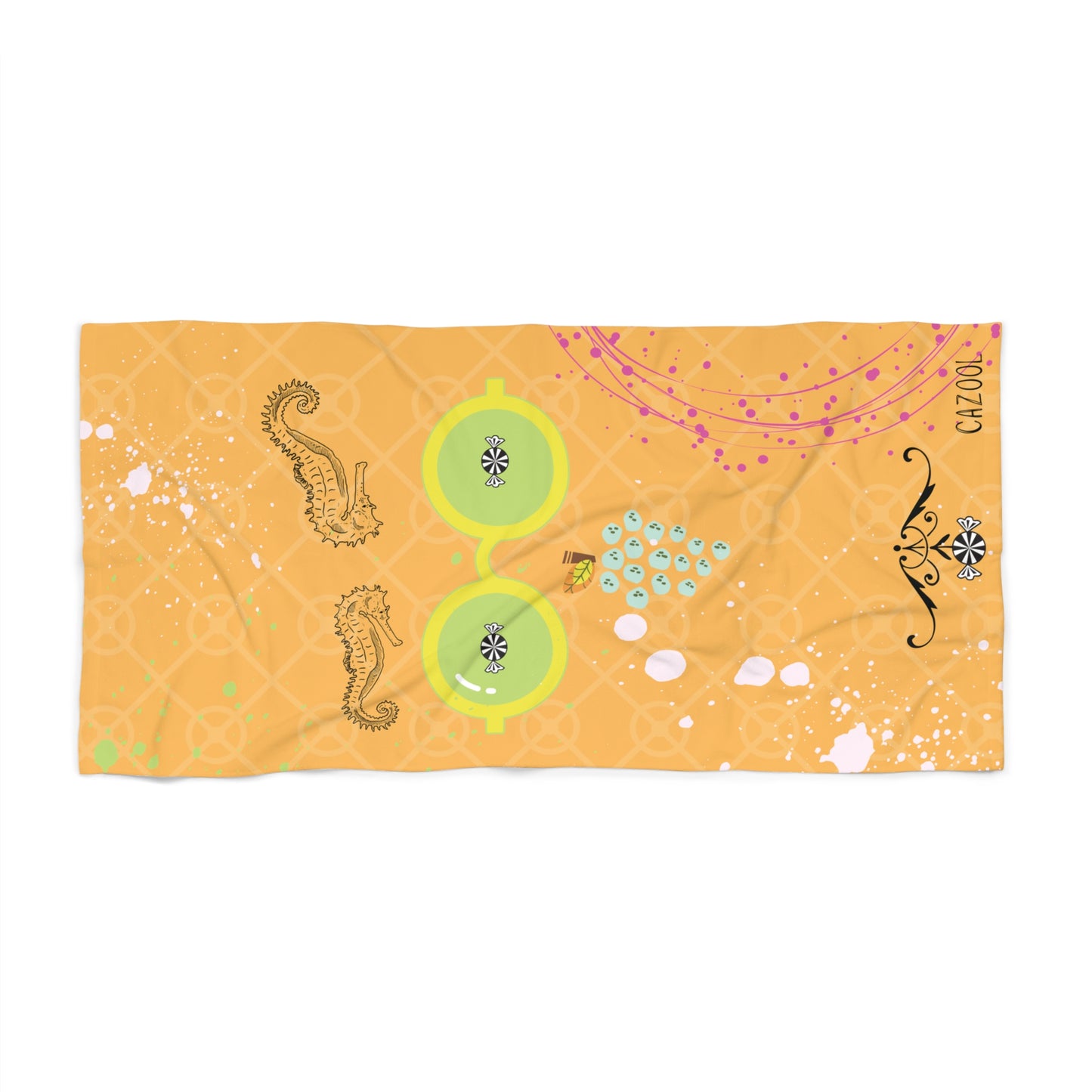 Orange Seahorse Beach Towel