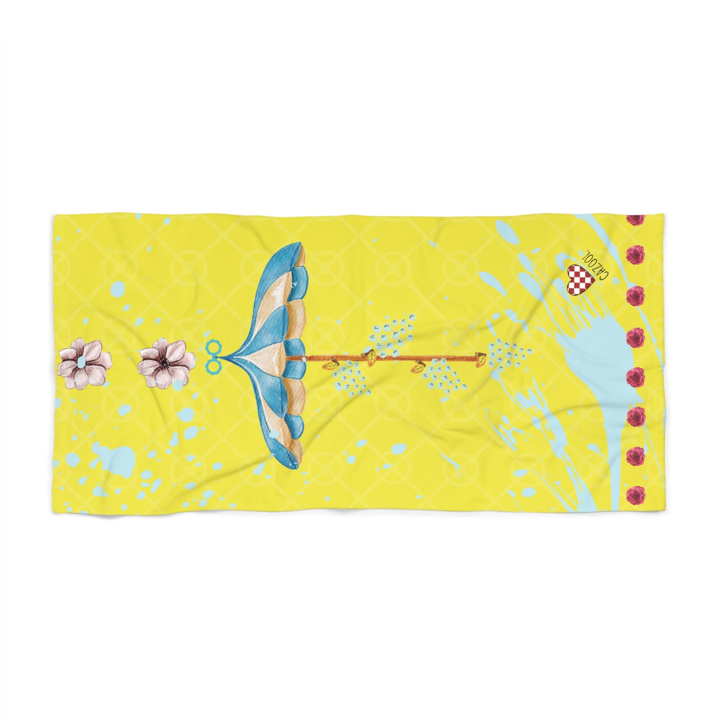 Blue Umbrella Design Beach Towel